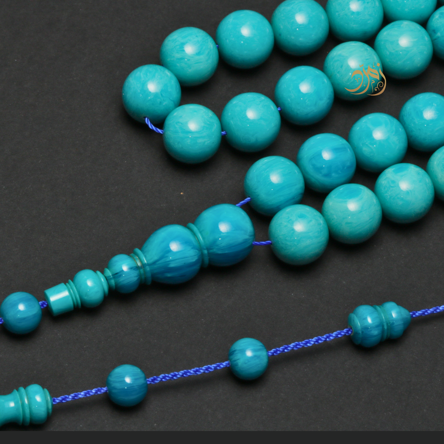 سبحة فاتوران صب جديد أزرق سماوي – 47 خرزة دائري | شاهد سبير