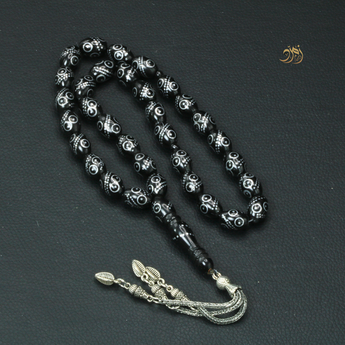 سبحة كوك مطعّم معدن – 33 خرزة يدوية – تصميم تراثي فاخر