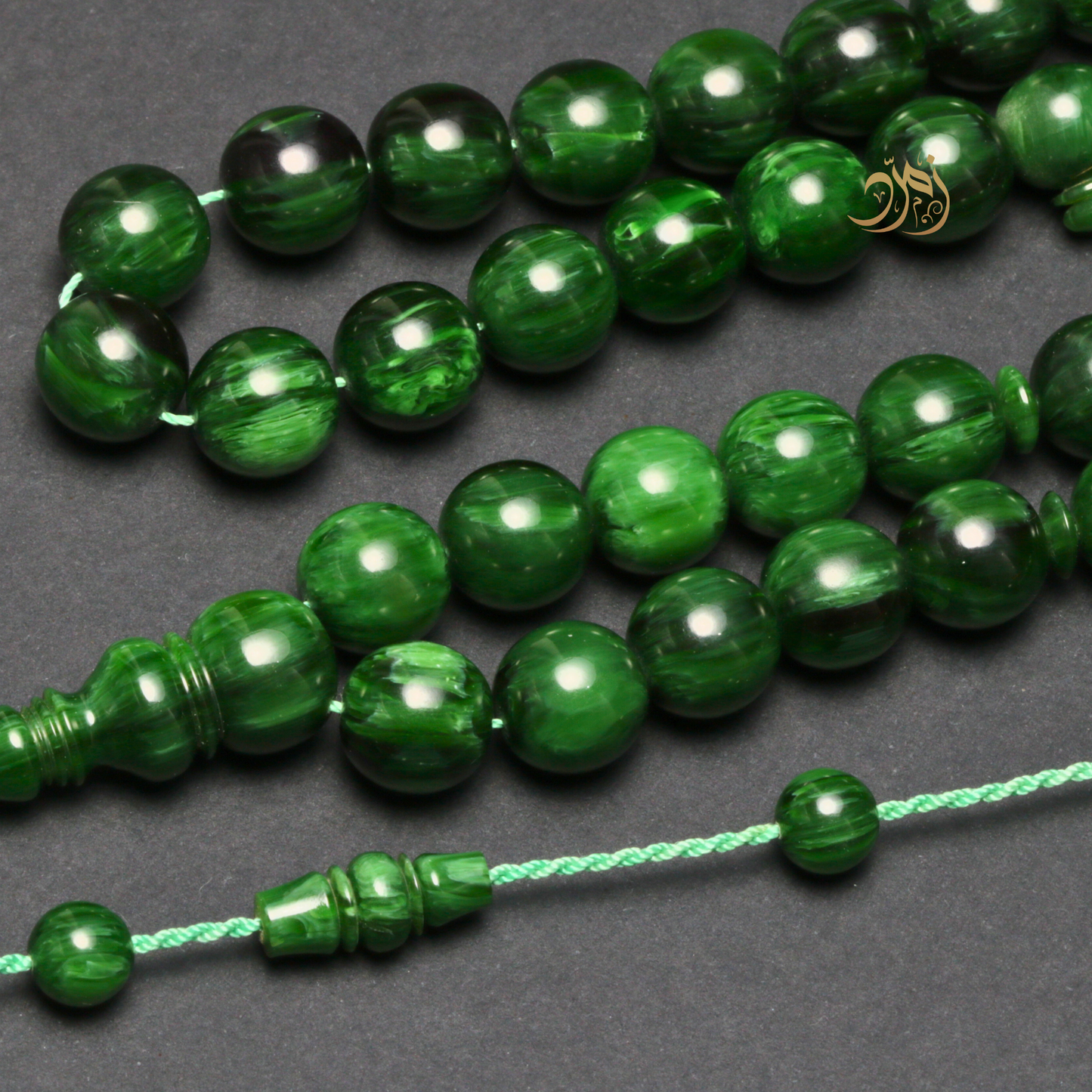 سبحة فاتوران صب جديد أخضر داكن – 49 خرزة دائري | شاهد سبير