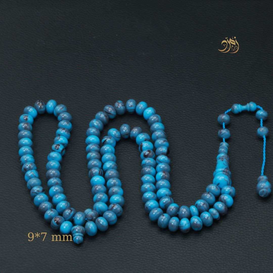 سبحة بكلايت أزرق – 3 أشكال خرز – 99 خرزة