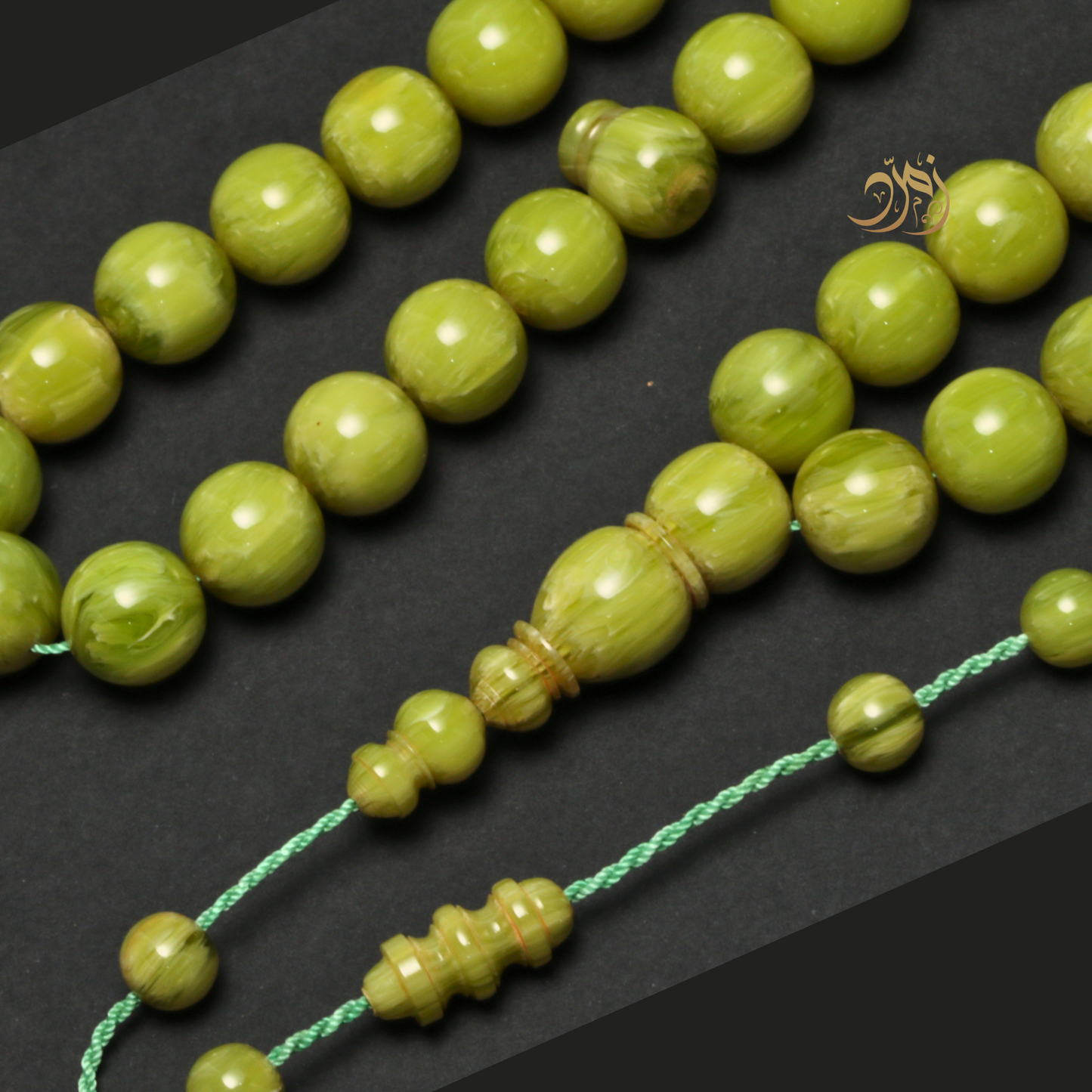 سبحة فاتوران صب جديد أخضر تفاحي – 47 خرزة دائري | شاهد سبير