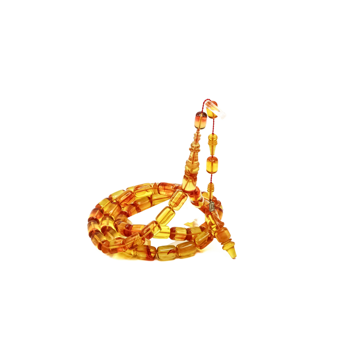 سبحة فاتوران عسلي – خام ناصر فيدان وخراطة الأسطة حسين زايد (45 خرزة)