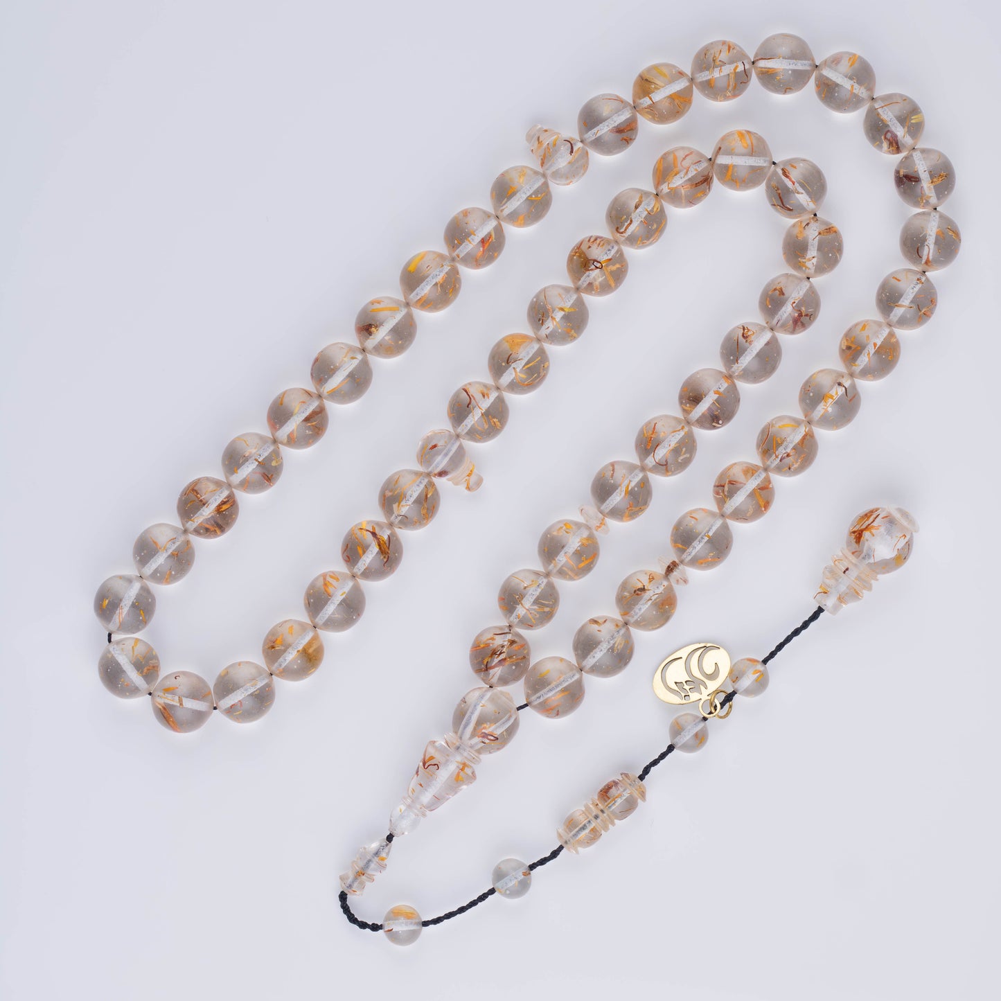 سبحة بكلايت شفاف مع ذهبي 67 خرزة دائري