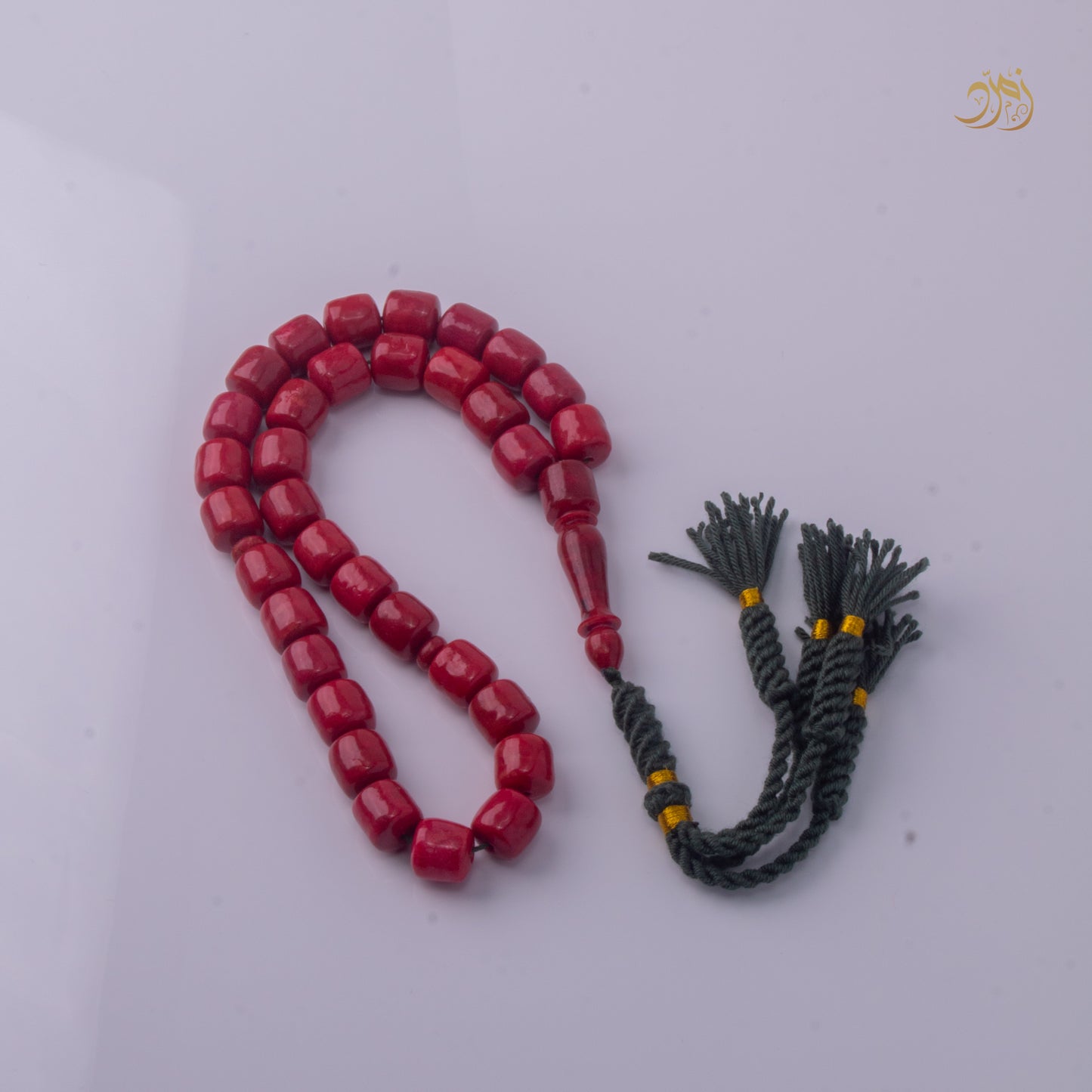 سبحة مرجان أحمر طبيعي 33 خرزة صندوقي