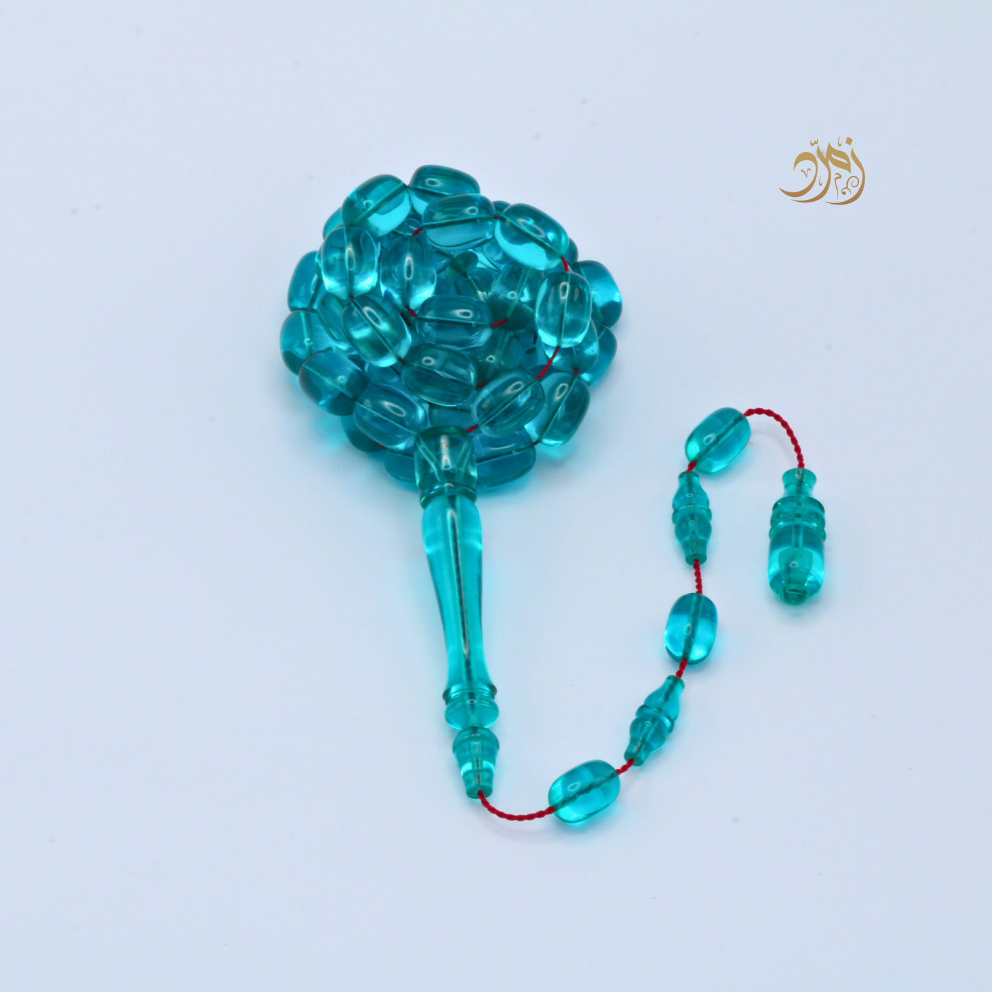 سبحة فاتوران فيروزي – خراطة ورشة لبابيدي (45 خرزة)