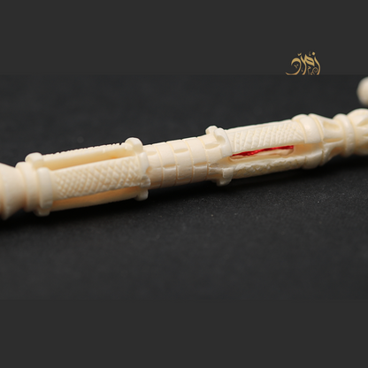 سبحة عظم جمل طبيعي منقوش يدويًا  - 33 خرزة دائري