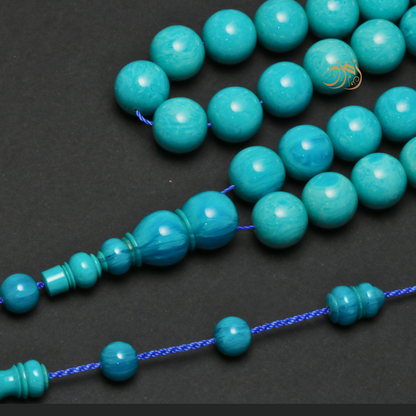 سبحة فاتوران صب جديد أزرق سماوي – 47 خرزة دائري | شاهد سبير