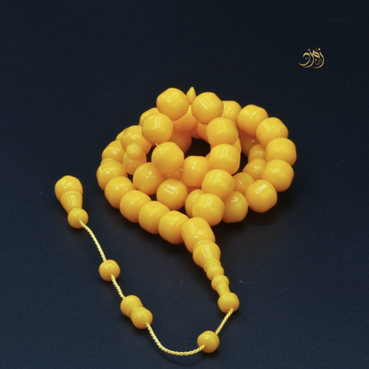 سبحة بولنج صفراء – 45 خرزة – تصميم صندوقي بكثافة عالية