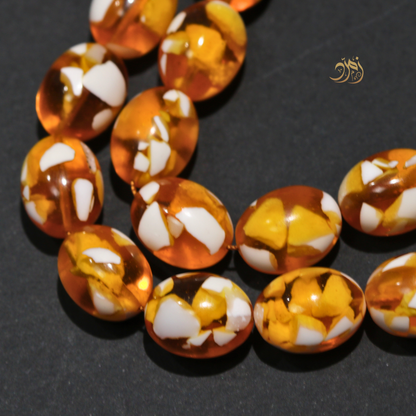 سبحة مستكة (قشطة وعسل ) غامق 45 خرزة بيض حمام (شاهد +كبوس) سبير