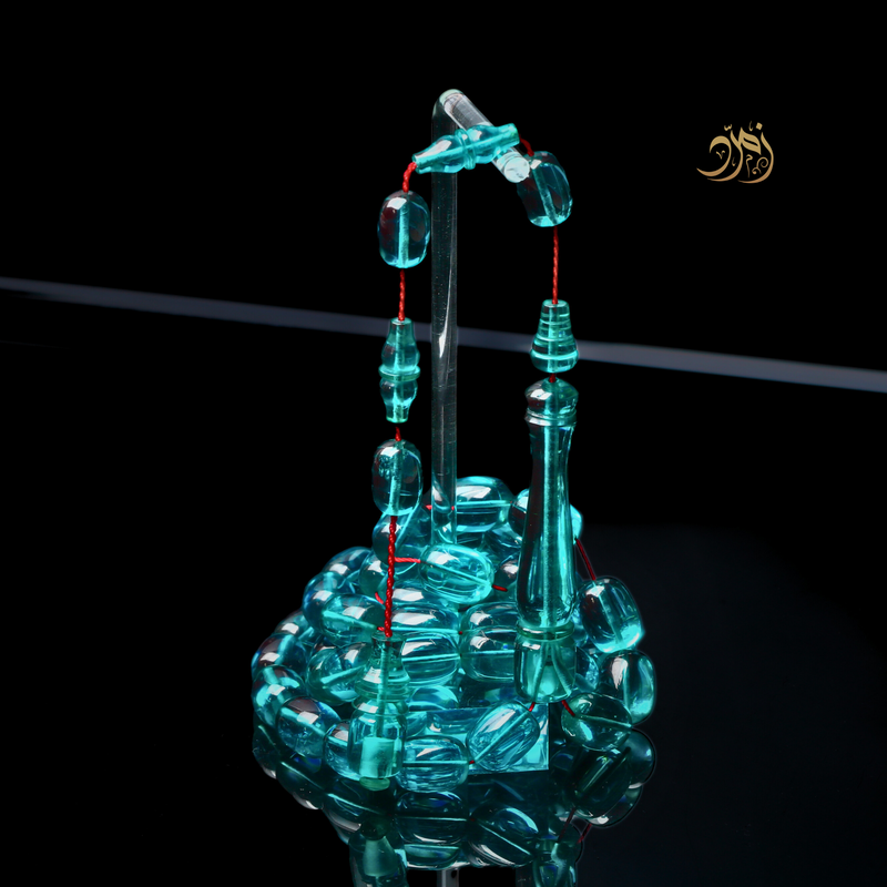 سبحة فاتوران فيروزي – خراطة ورشة لبابيدي (45 خرزة)