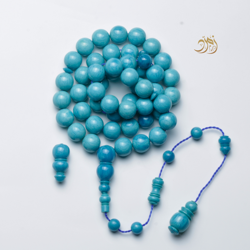 سبحة فاتوران صب جديد أزرق سماوي – 47 خرزة دائري | شاهد سبير