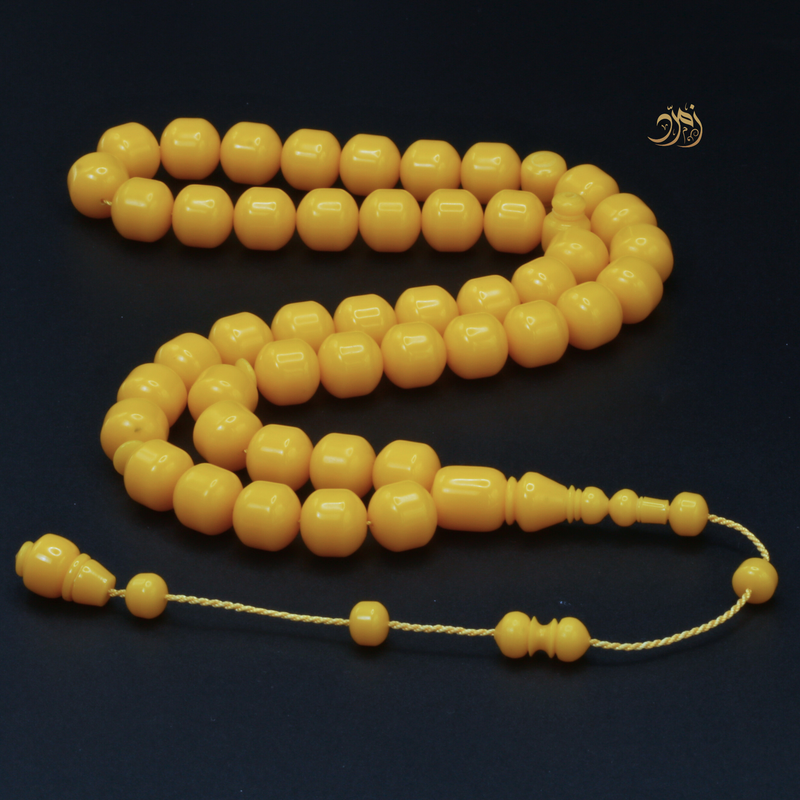 سبحة بولنج صفراء – 45 خرزة – تصميم صندوقي بكثافة عالية