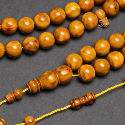 سبحة فاتوران عسلي داكن مموج – 47 خرزة دائري