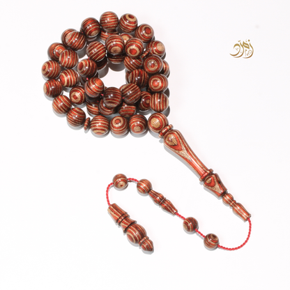 سبحة خشب كافور مضغوط عيون أحمر  – 45 خرزة دائري
