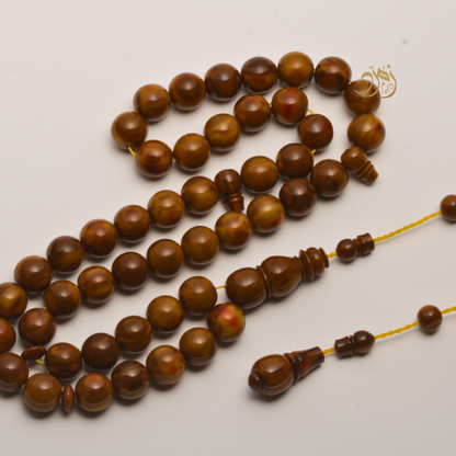 سبحة فاتوران عسلي داكن مموج – 47 خرزة دائري