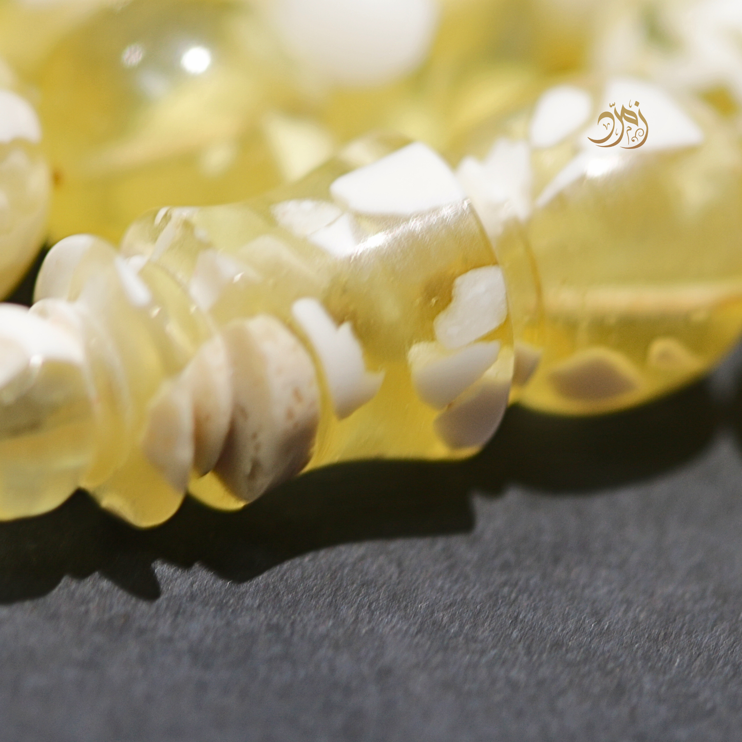 سبحة مستكة (قشطة وعسل ) فاتح 45 خرزة دائري (شاهد +كبوس) سبير