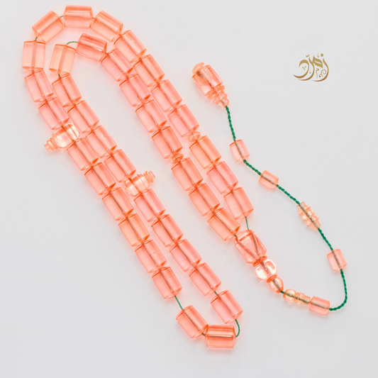 سبحة كاست لون مشمشي شفاف - دائري او برميلي