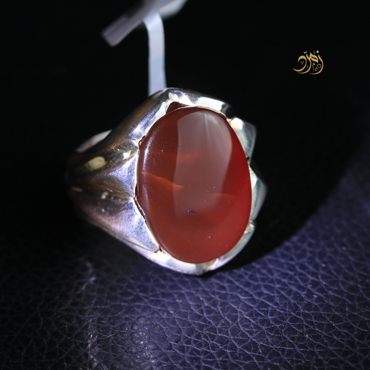 خاتم عقيق يماني كبدي طبيعي صياغة عارف