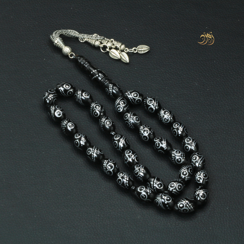 سبحة كوك مطعّم معدن – 33 خرزة يدوية – تصميم تراثي فاخر