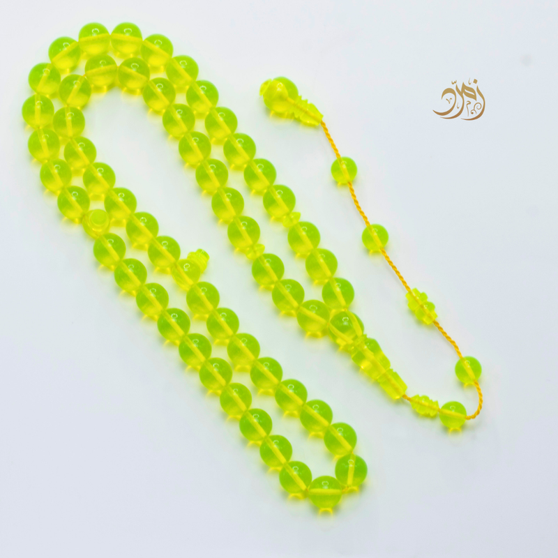 سبحة كاست أخضر شفافة - خرز دائري أو برميلي