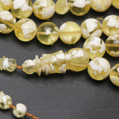 سبحة مستكة (قشطة وعسل ) فاتح 45 خرزة دائري (شاهد +كبوس) سبير