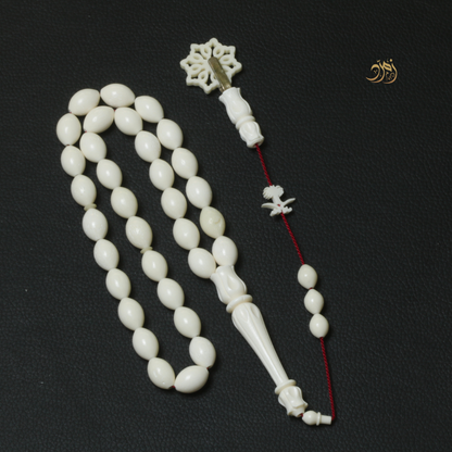 سبحة عظم جمل طبيعي – 33 خرزة -زيتوني – حرفة فاخرة وتفاصيل نادرة