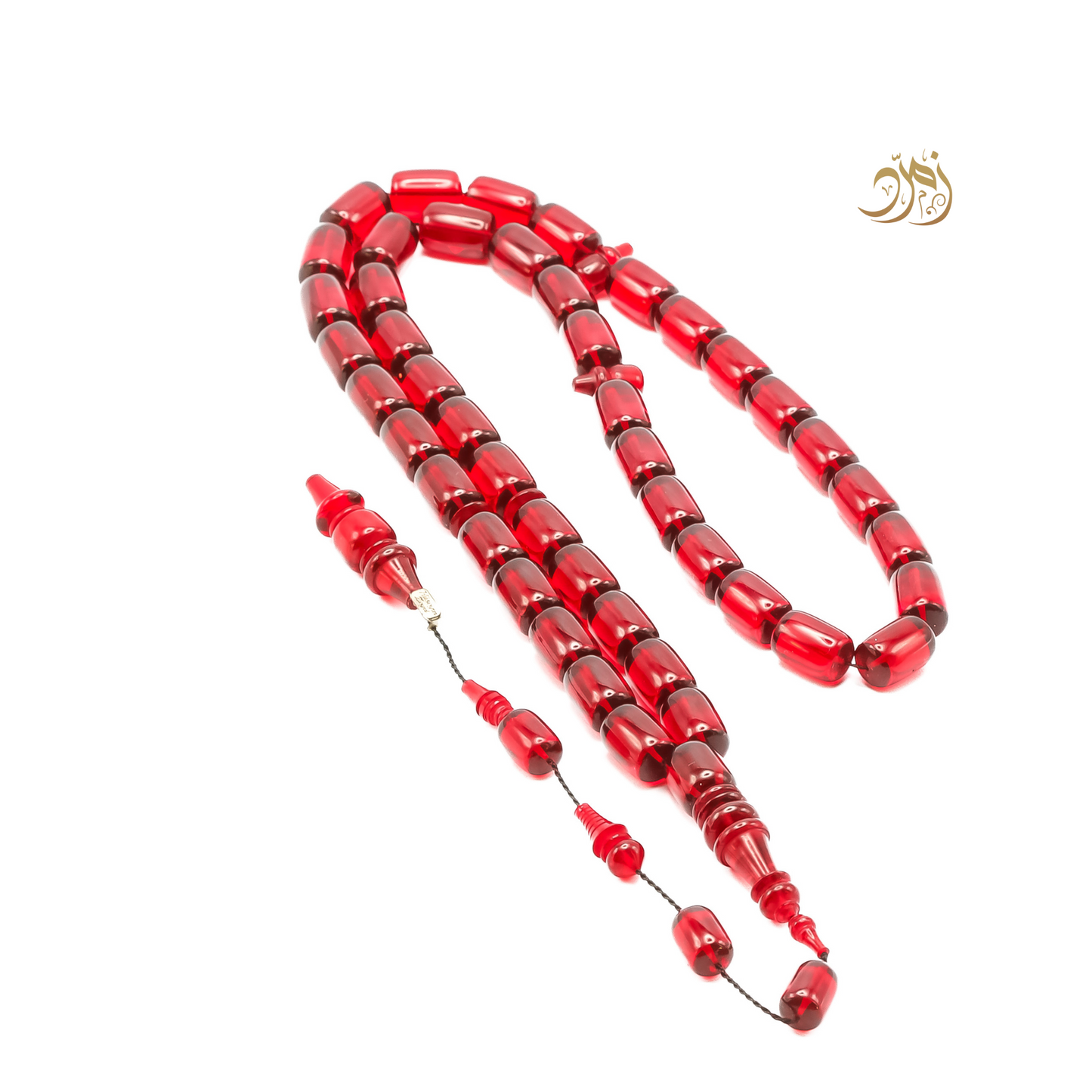 سبحة فاتوران أحمر – خام ناصر فيدان وخراطة الأسطة حسين زايد (45 خرزة)