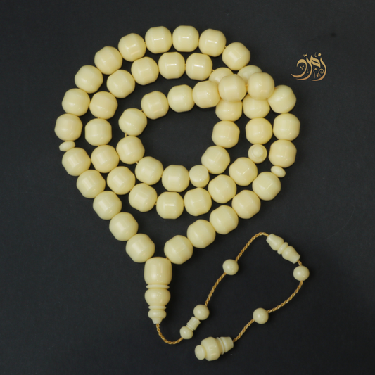 سبحة دومينو عاجي – 51 خرزة صندوقي – خراطة يدوية
