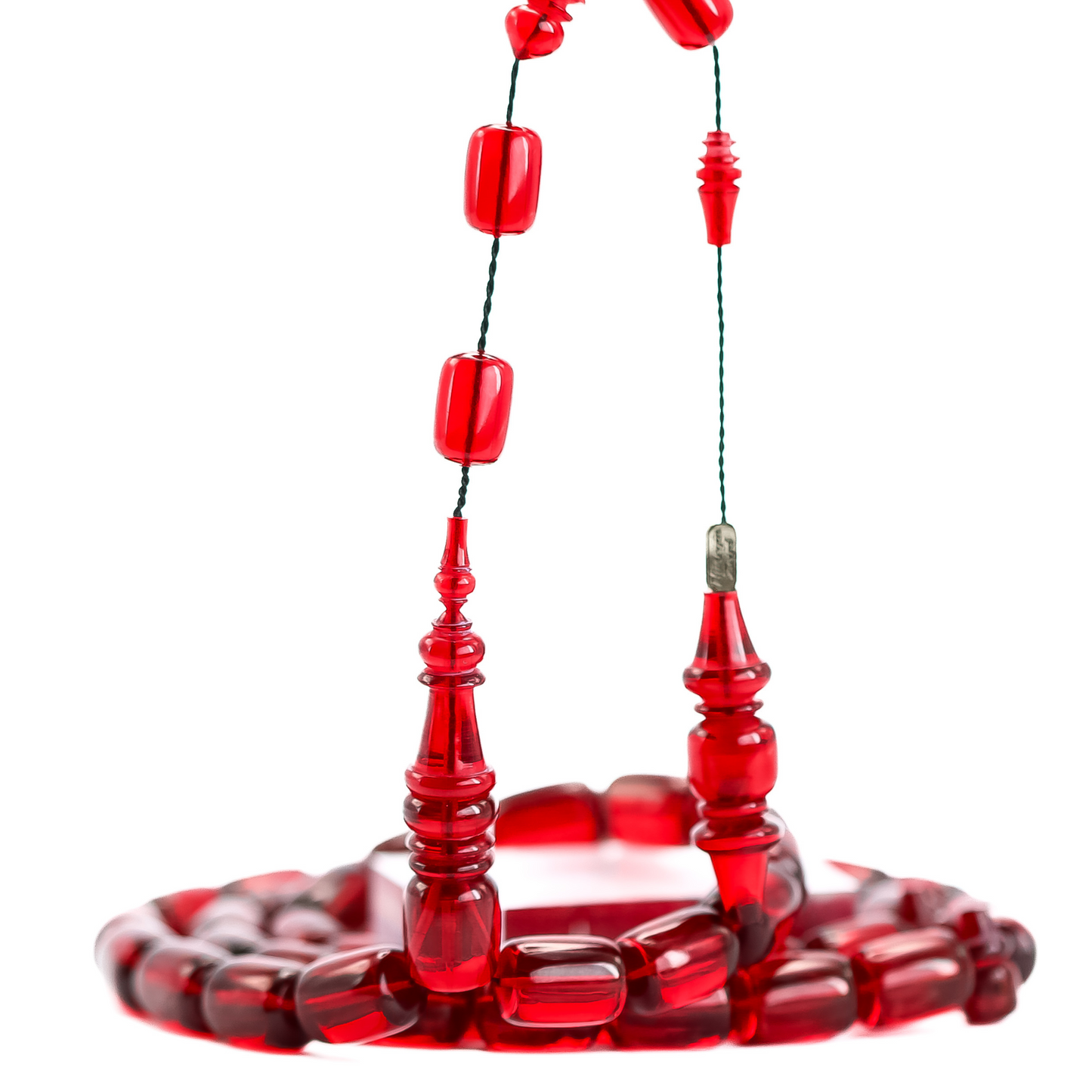 سبحة فاتوران أحمر – خام ناصر فيدان وخراطة الأسطة حسين زايد (45 خرزة)