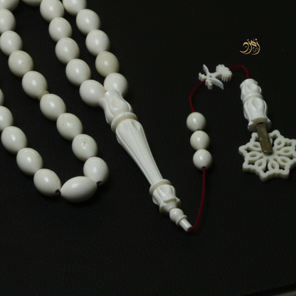 سبحة عظم جمل طبيعي – 33 خرزة -زيتوني – حرفة فاخرة وتفاصيل نادرة