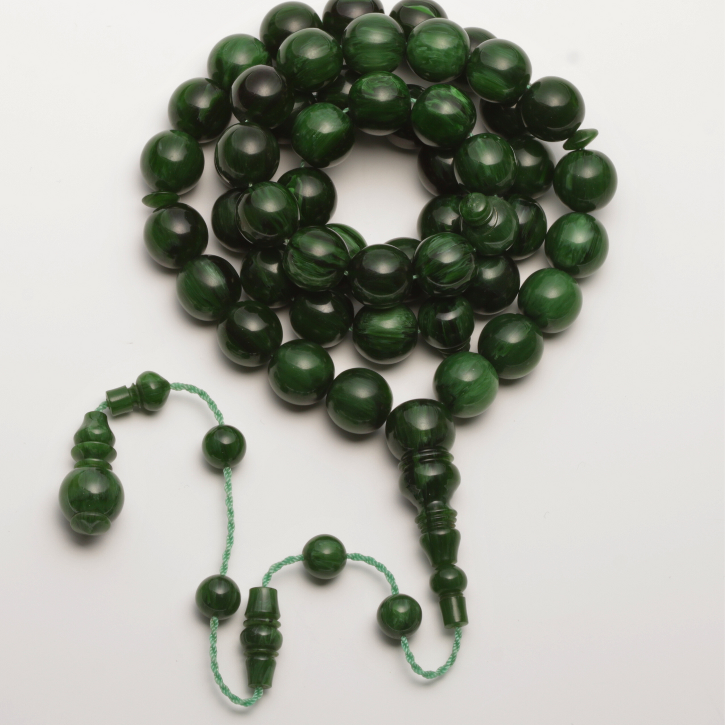 سبحة فاتوران صب جديد أخضر داكن – 49 خرزة دائري | شاهد سبير