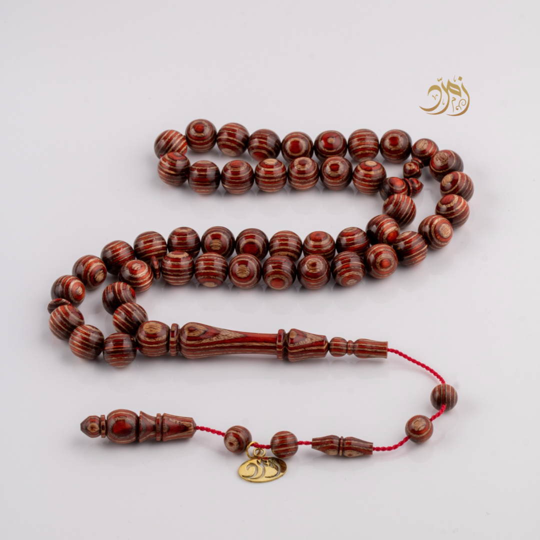 سبحة خشب كافور مضغوط عيون أحمر  – 45 خرزة دائري
