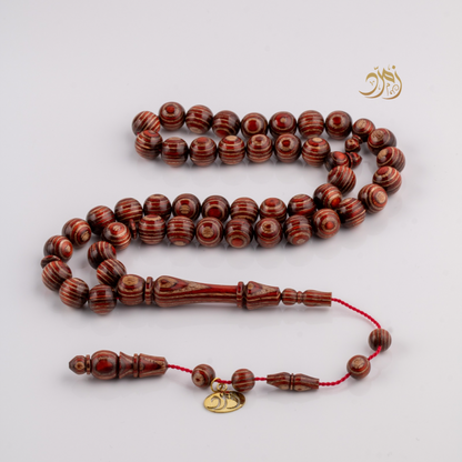 سبحة خشب كافور مضغوط عيون أحمر  – 45 خرزة دائري