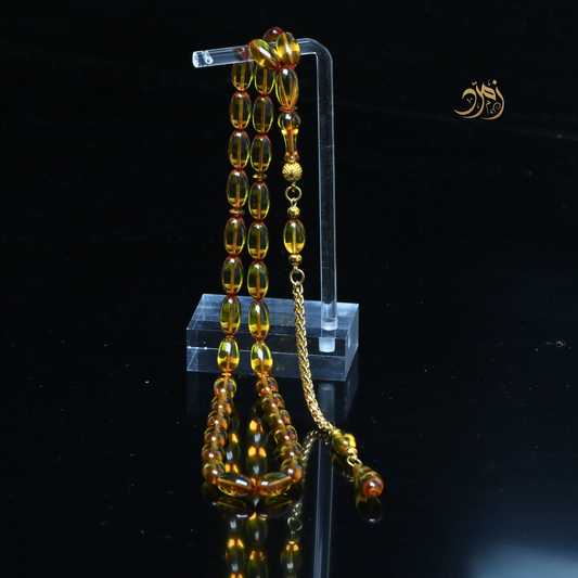 سبحة فاتوران عسلي – خراطة بوراك اوزاجيك (33 خرزة)