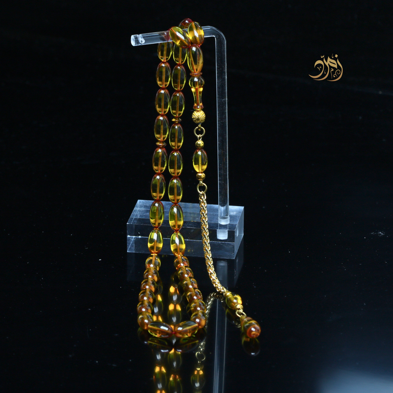 سبحة فاتوران عسلي – خراطة بوراك اوزاجيك (33 خرزة)