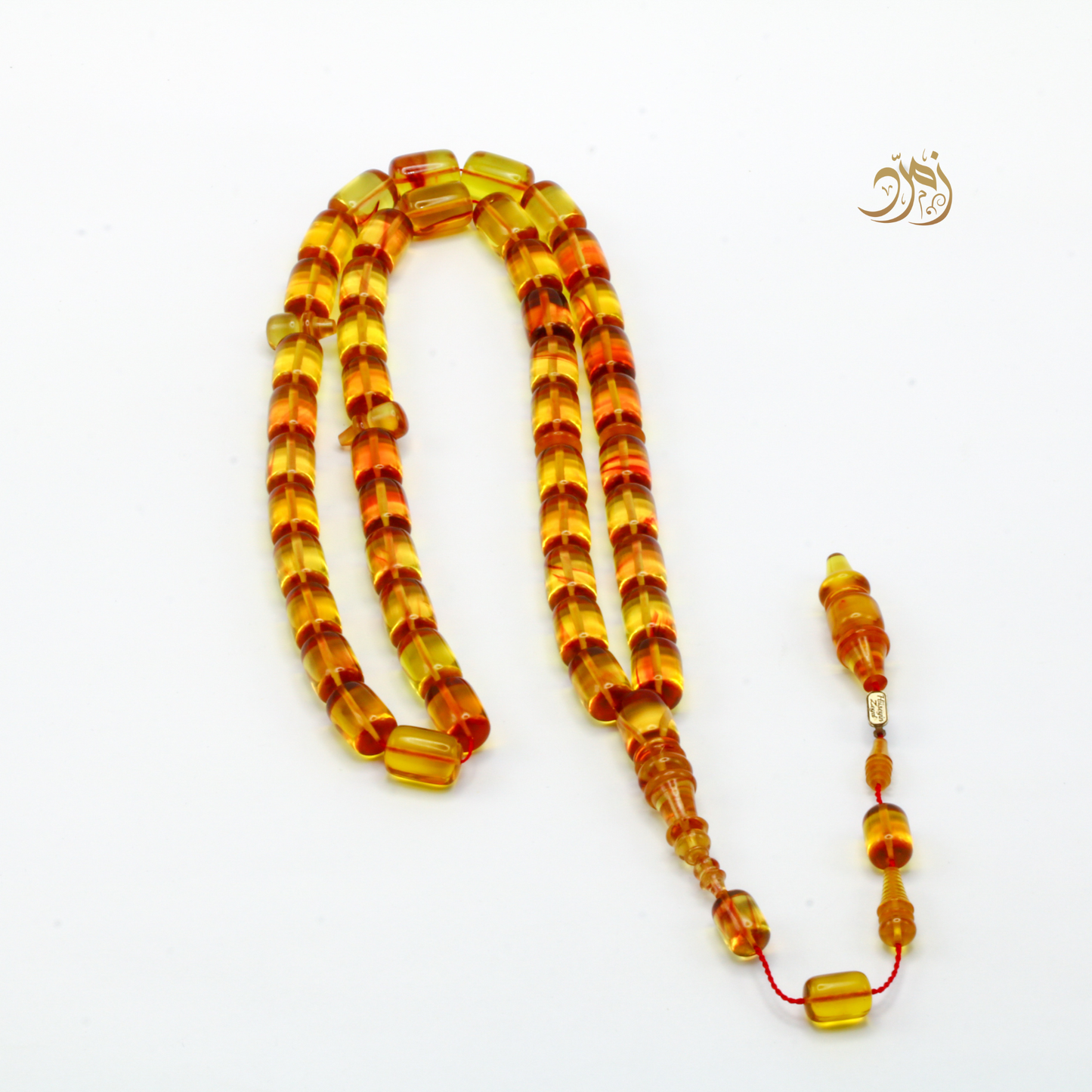 سبحة فاتوران عسلي – خام ناصر فيدان وخراطة الأسطة حسين زايد (45 خرزة)