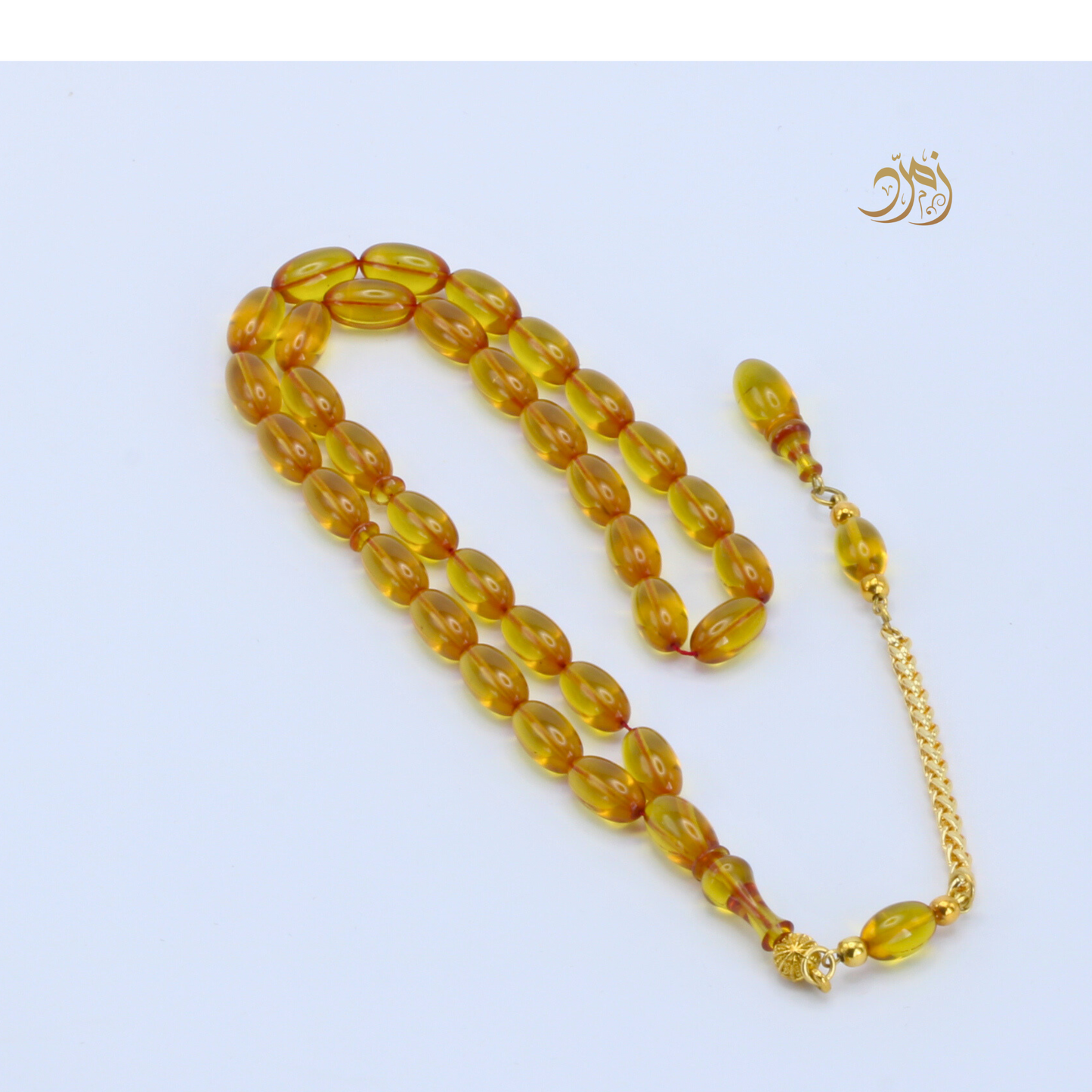 سبحة فاتوران عسلي – خراطة بوراك اوزاجيك (33 خرزة)