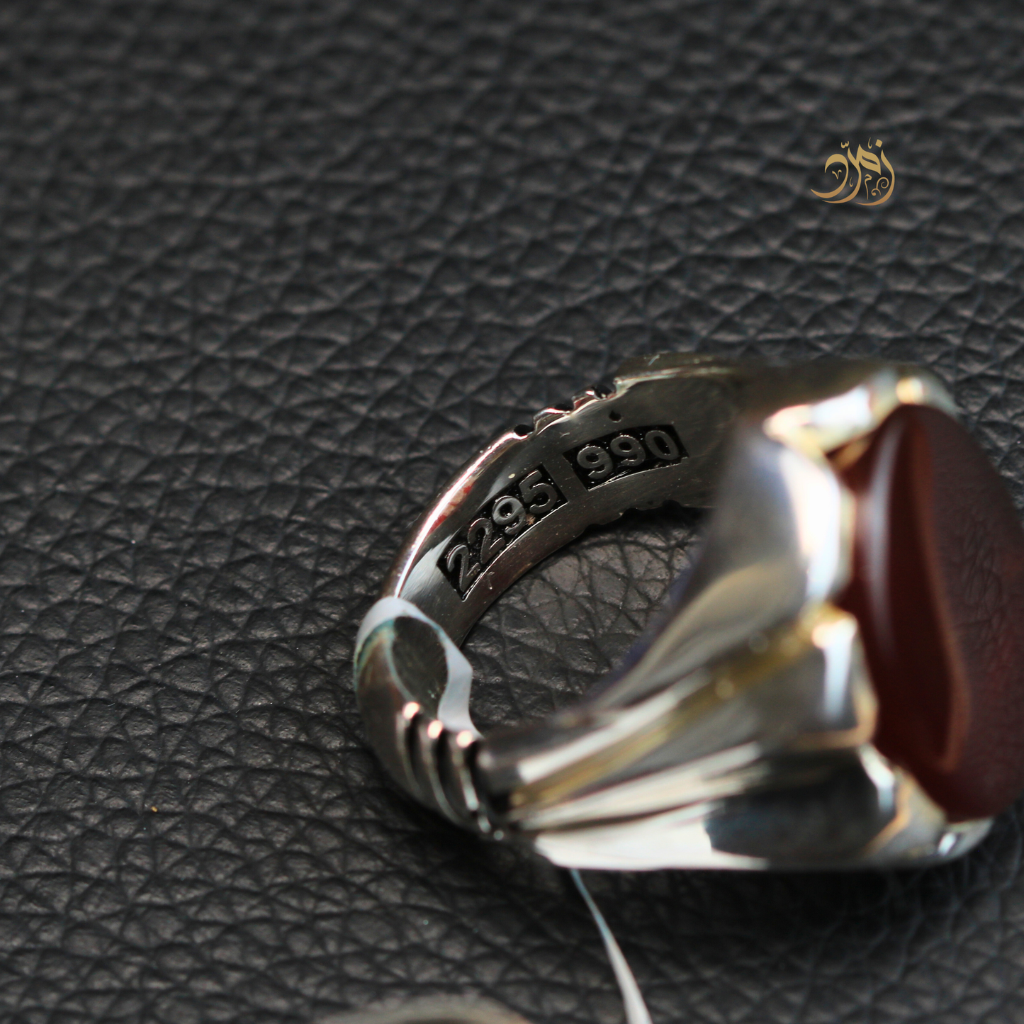 خاتم عقيق يماني كبدي طبيعي صياغة عارف