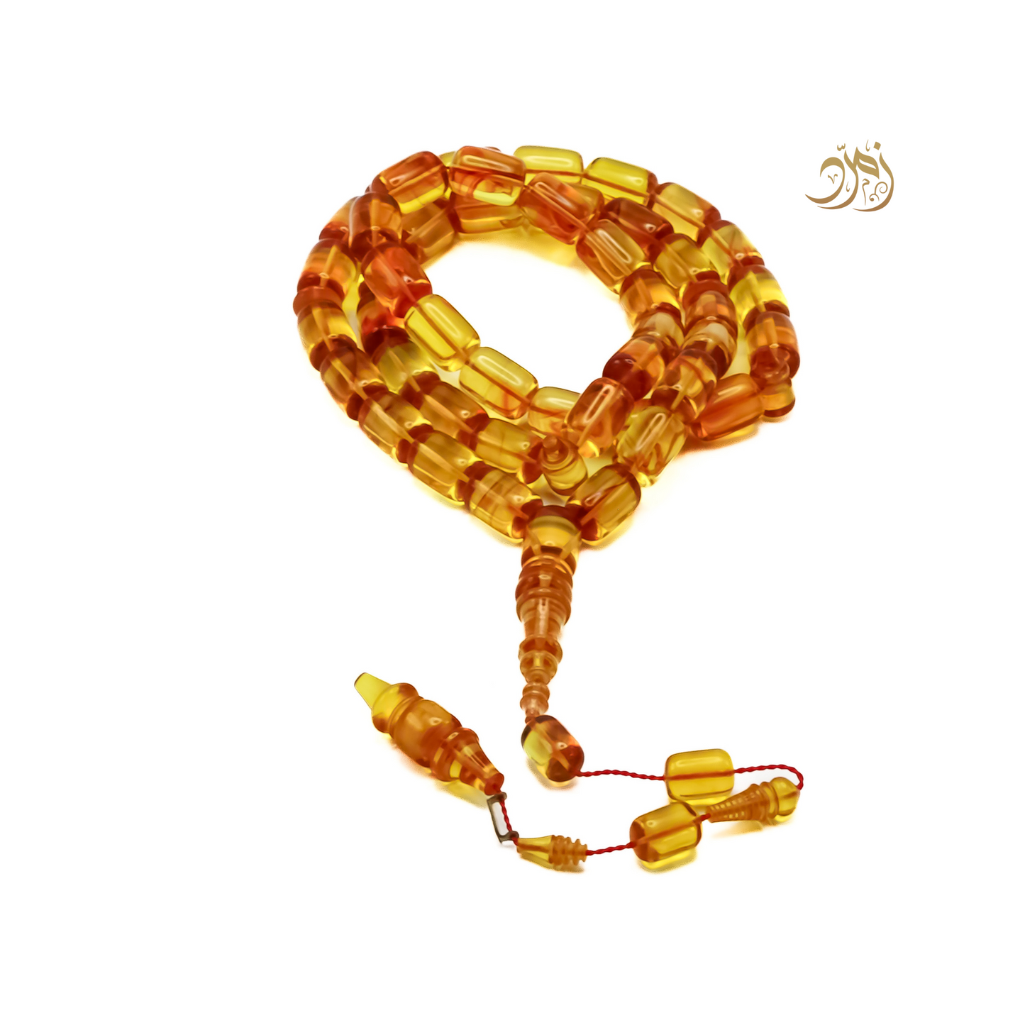 سبحة فاتوران عسلي – خام ناصر فيدان وخراطة الأسطة حسين زايد (45 خرزة)