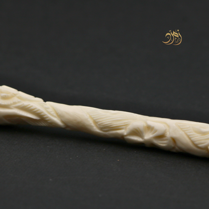 سبحة عظم جمل طبيعي منقوش يدويًا  - 33 خرزة دائري