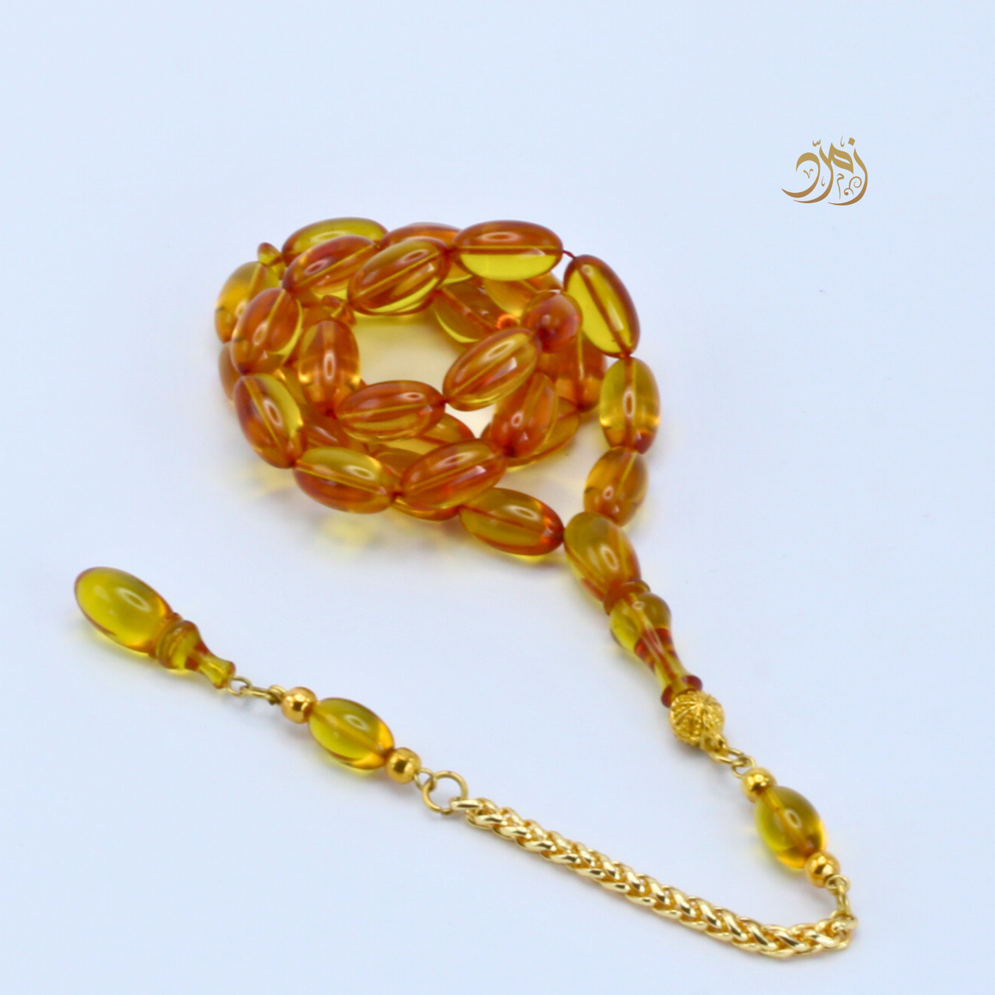 سبحة فاتوران عسلي – خراطة بوراك اوزاجيك (33 خرزة)