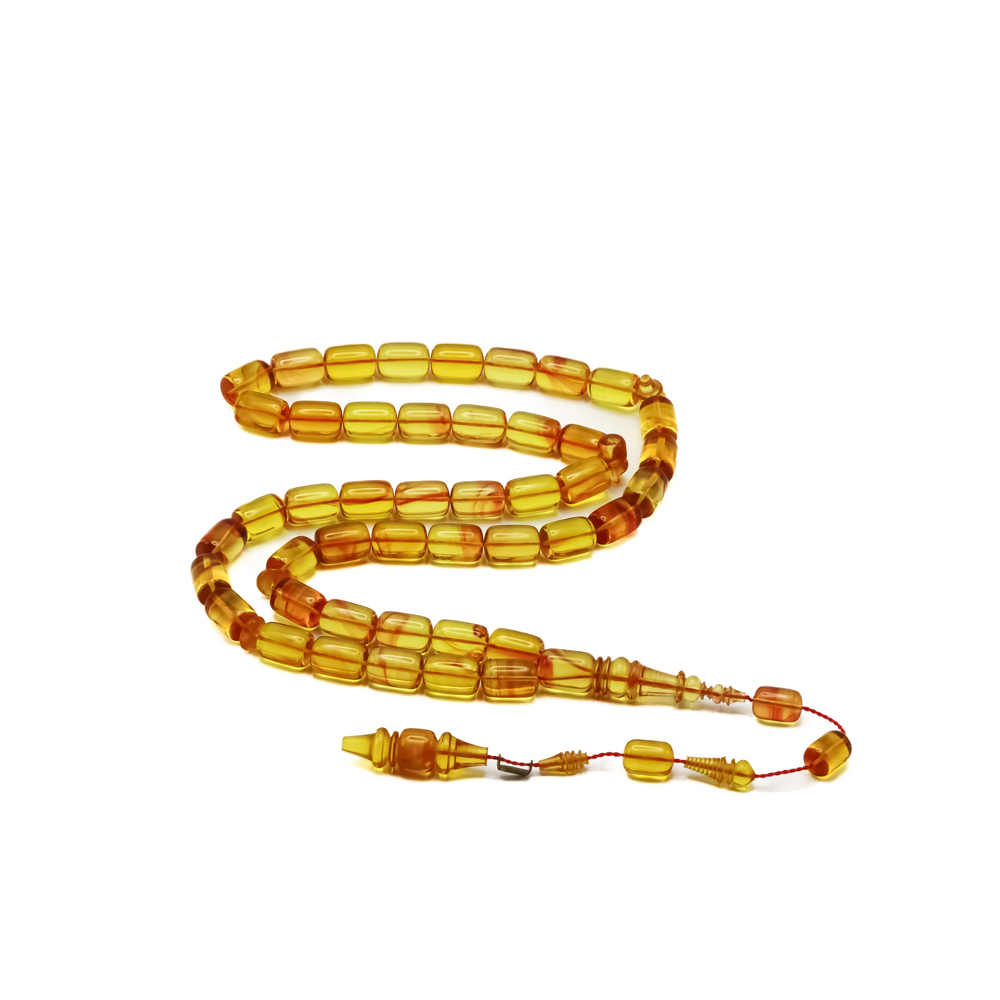 سبحة فاتوران عسلي – خام ناصر فيدان وخراطة الأسطة حسين زايد (45 خرزة)