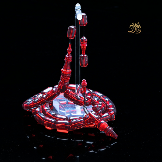 سبحة فاتوران أحمر – خام ناصر فيدان وخراطة الأسطة حسين زايد (45 خرزة)