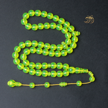 سبحة كاست أخضر شفافة - خرز دائري أو برميلي