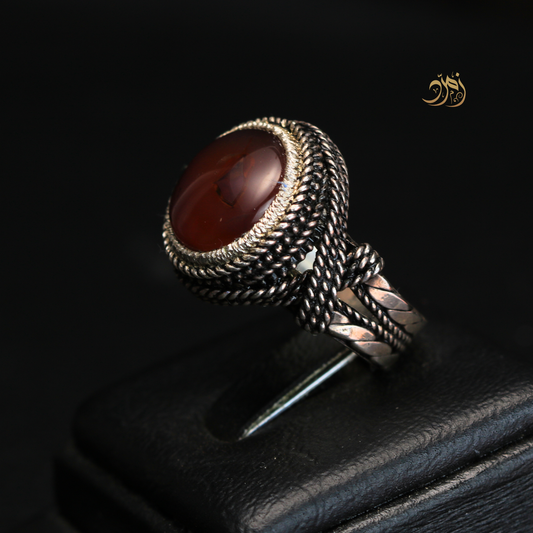 خاتم ملكي عقيق يماني طبيعي – صياغة الوليف