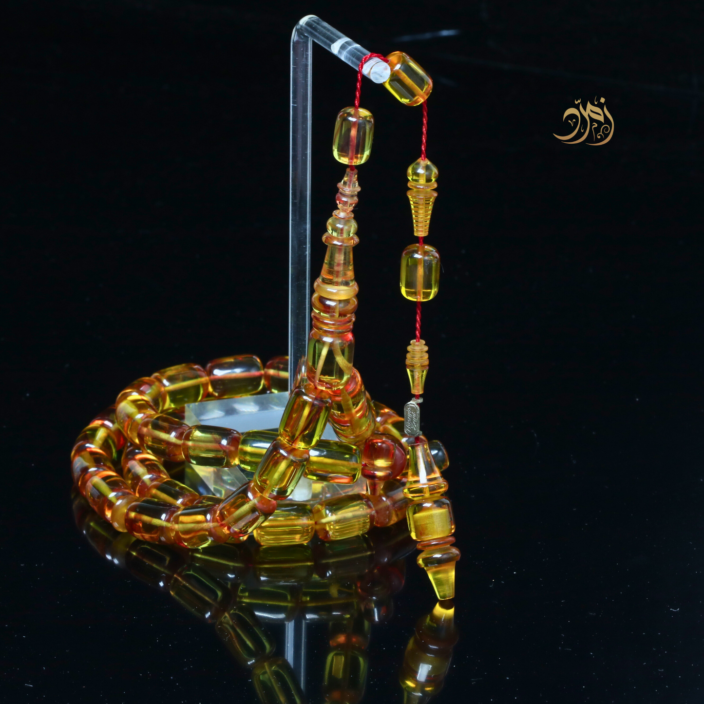 سبحة فاتوران عسلي – خام ناصر فيدان وخراطة الأسطة حسين زايد (45 خرزة)