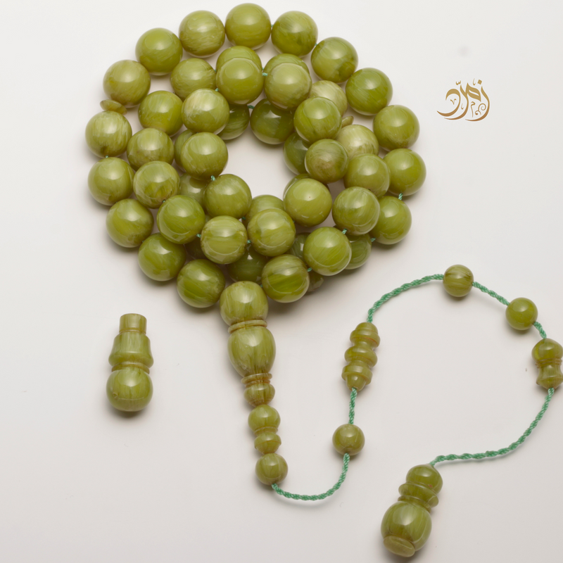 سبحة فاتوران صب جديد أخضر تفاحي – 47 خرزة دائري | شاهد سبير