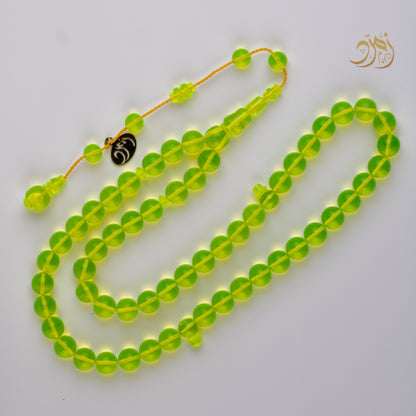 سبحة كاست أخضر شفافة - خرز دائري أو برميلي