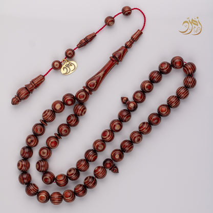 سبحة خشب كافور مضغوط عيون أحمر  – 45 خرزة دائري