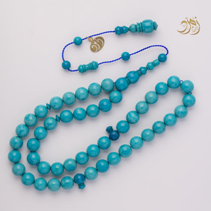 سبحة فاتوران صب جديد أزرق سماوي – 47 خرزة دائري | شاهد سبير